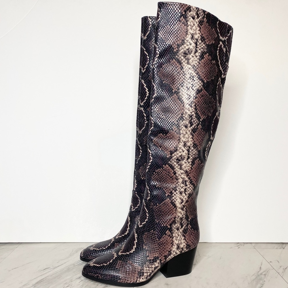 New! Vince Camuto Nestel Snake Print Leather Boot 7M